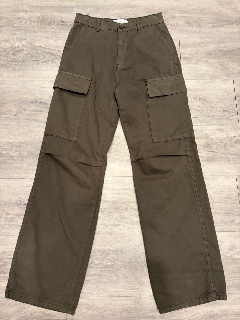 Zara Men's Cargo Pants in Olive Brown